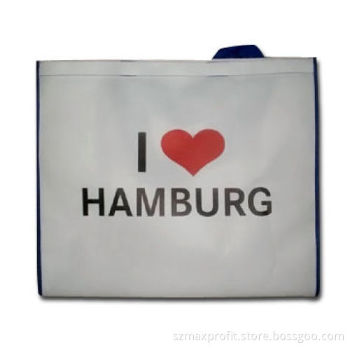 PP Shopping Bag with Light Green Color Webbing Straps and Side/Bottom Gussets